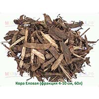 Крупная фракция еловой коры для декоративного мульчирования газонов и клумб